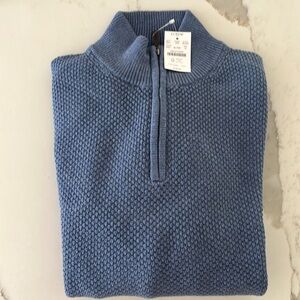 Men’s JCrew Piqué half-zip pullover NWT blue XL